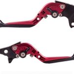 Moxi Foldable 6 Adjustment Clutch and Brake Lever for Motorcycles (Red)