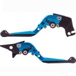 Moxi Foldable 6 Adjustment Clutch and Brake Lever for Motorcycles (Blue)